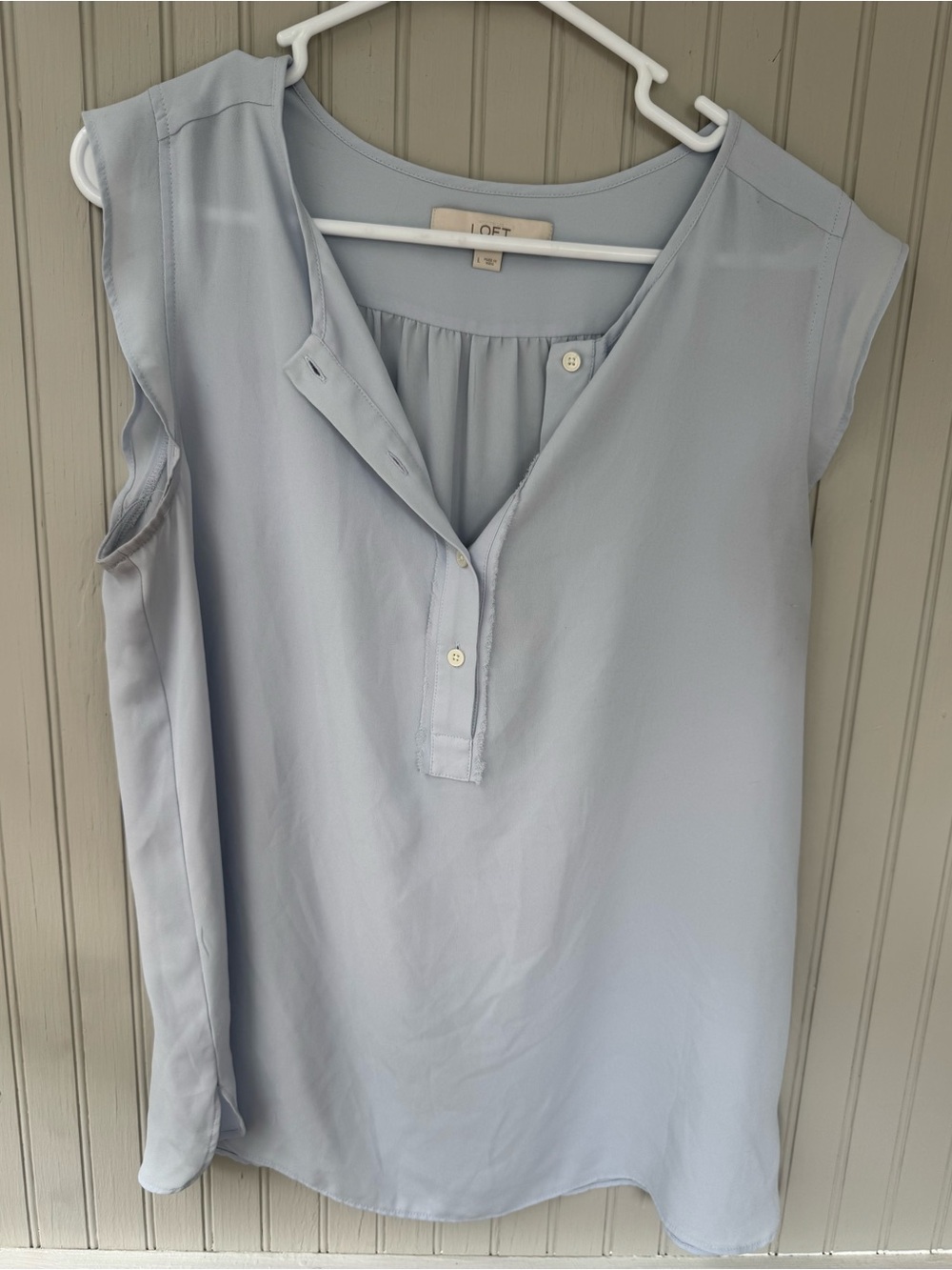LOFT Pale Blue Cap-Sleeve Blouse - Women’s L